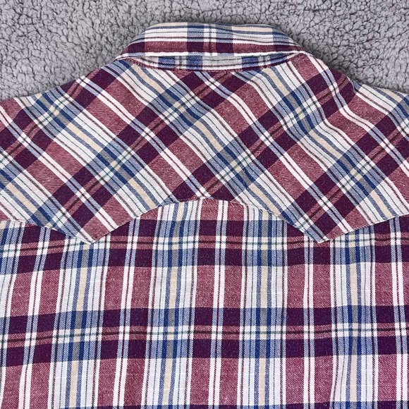 VTG 80s Levi's Pearl Snap Western Shirt Men’s L Plaid Long Sleeve Flannel Cotton - Picture 9 of 16